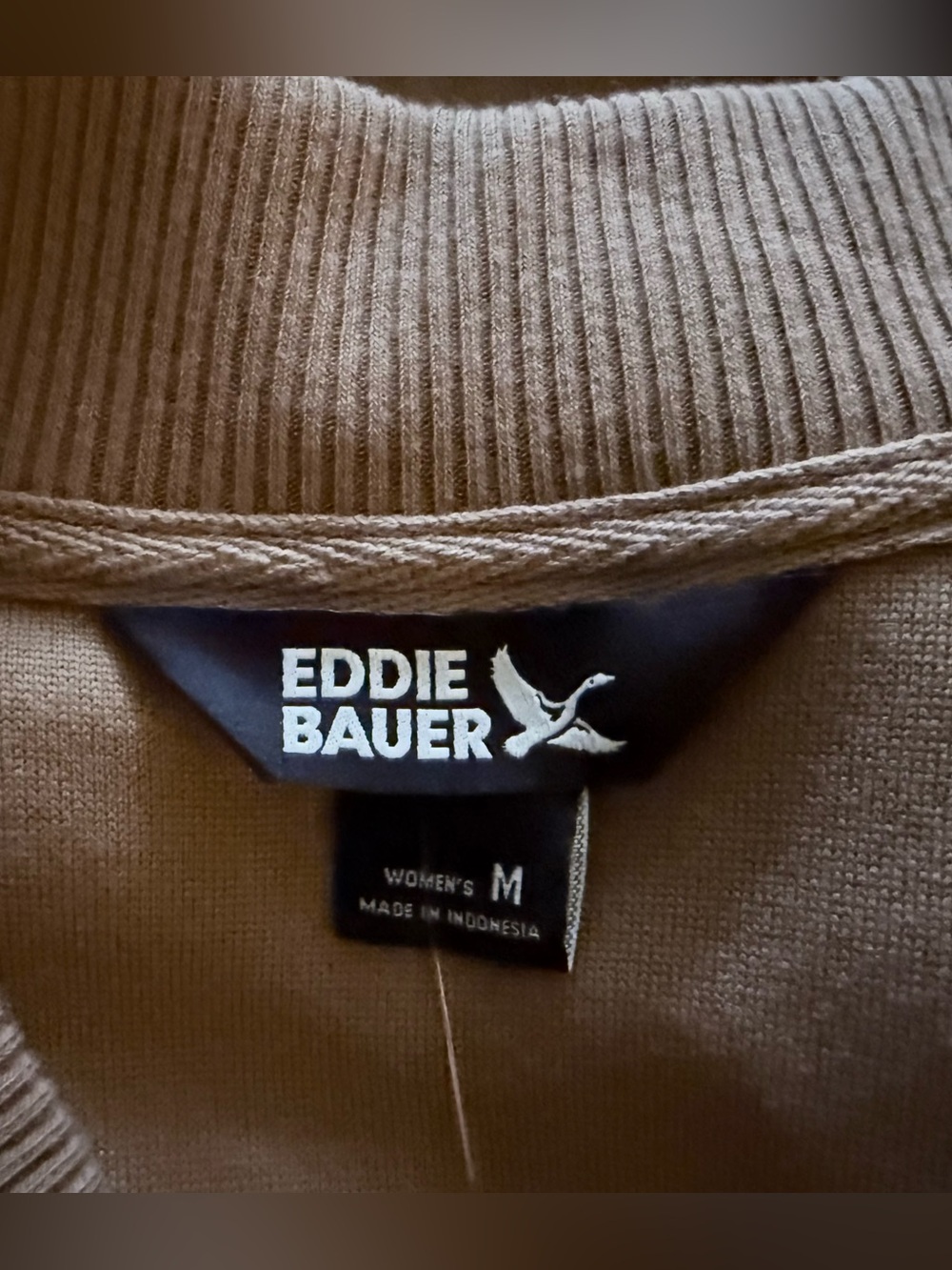 Eddie Bauer Camel Faux Shearling Bomber Jacket size Medium - Picture 2 of 13